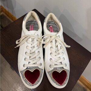 Betsey Johnson White and Red Heart Sneakers